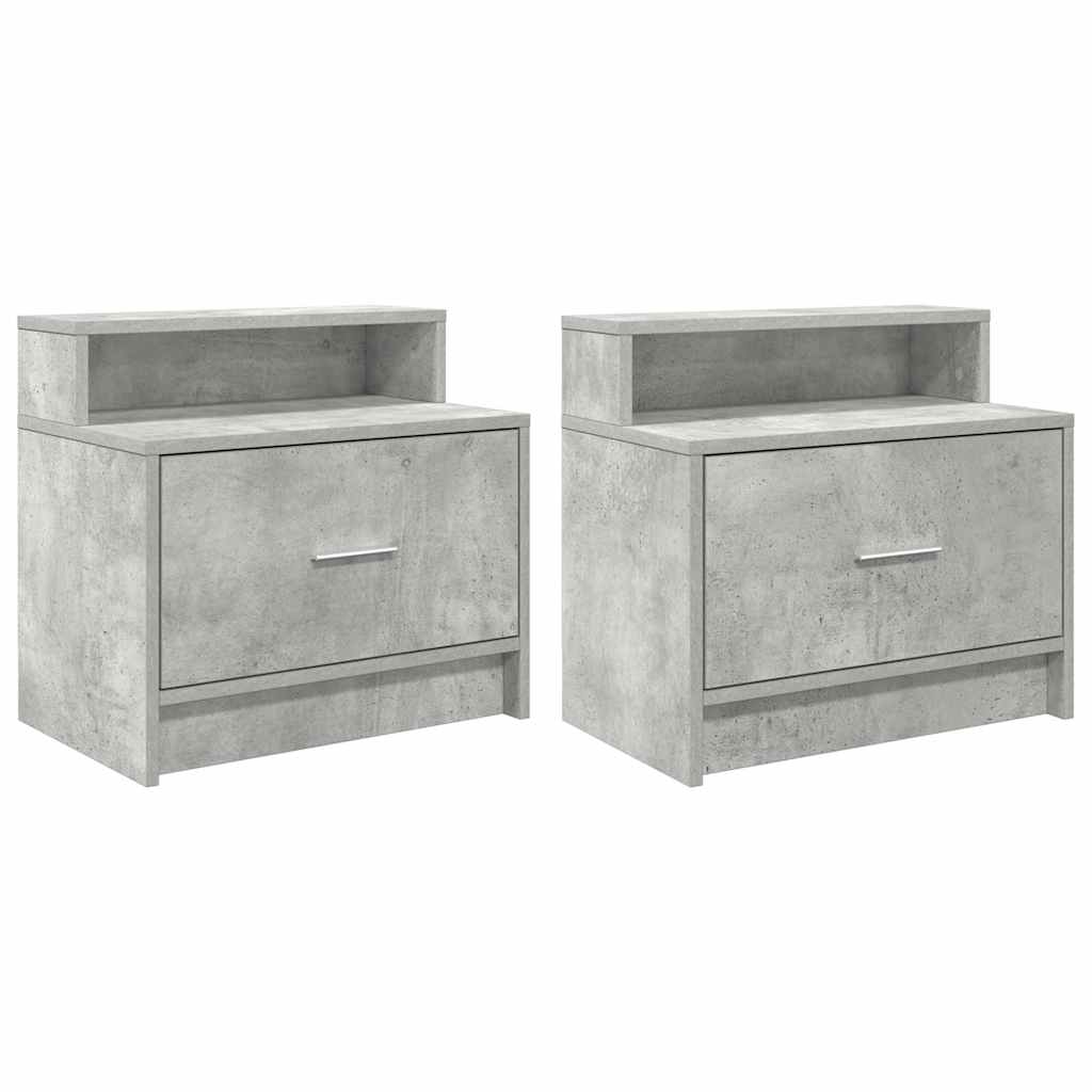 Bedside Cabinets with Drawer 2 pcs Concrete Grey 51x31x47 cm