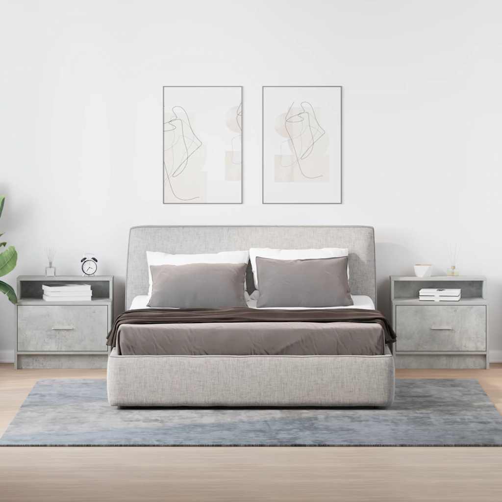 Bedside Cabinets with Drawer 2 pcs Concrete Grey 51x31x47 cm