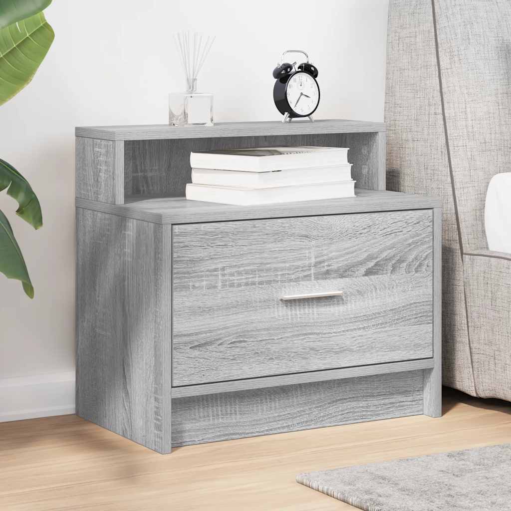 Bedside Cabinet with Drawer Grey Sonoma 51x31x47 cm
