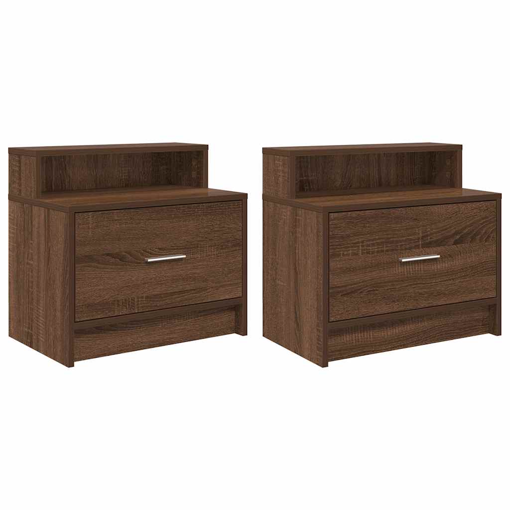 Bedside Cabinets with Drawer 2 pcs Brown Oak 51x31x47 cm