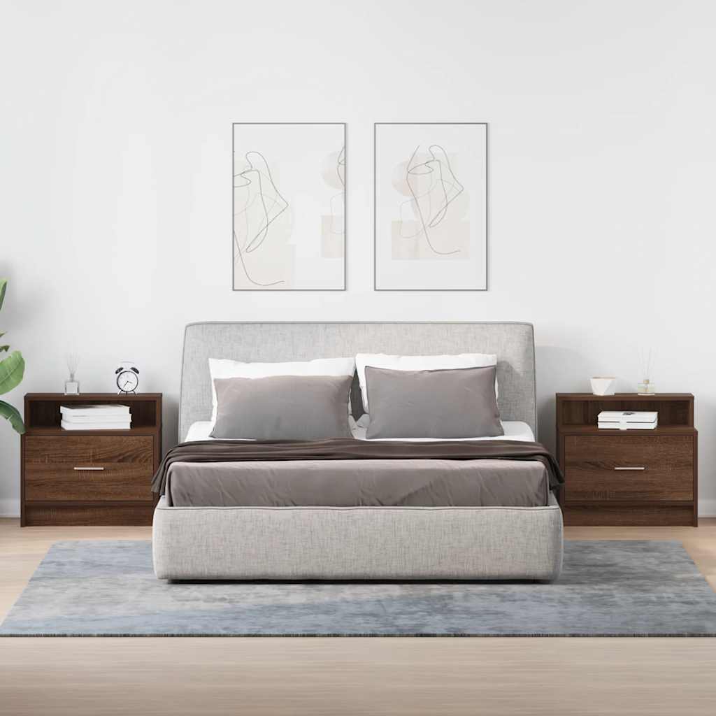 Bedside Cabinets with Drawer 2 pcs Brown Oak 51x31x47 cm