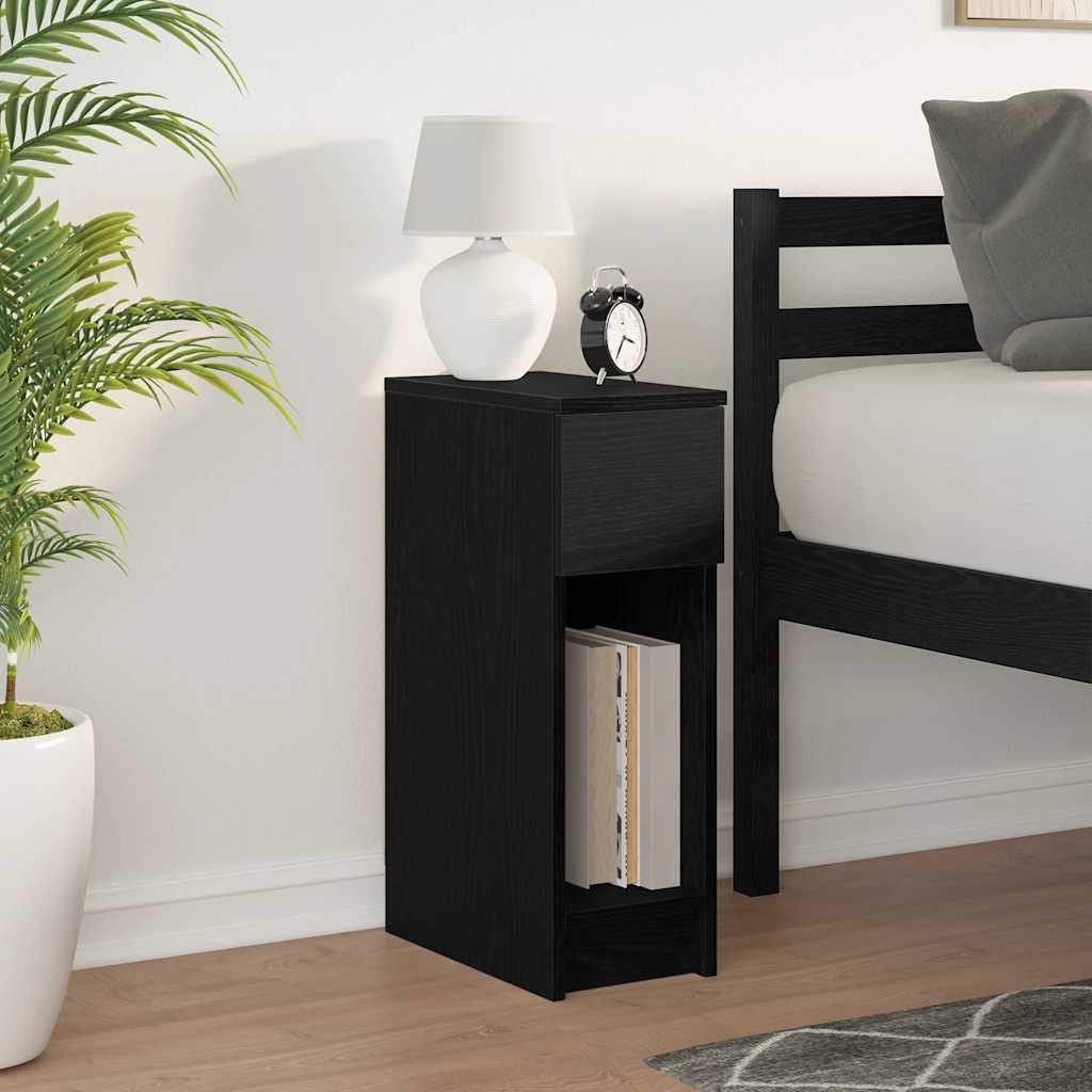 Bedside Cabinet with Drawer Black Oak 20x36x60 cm