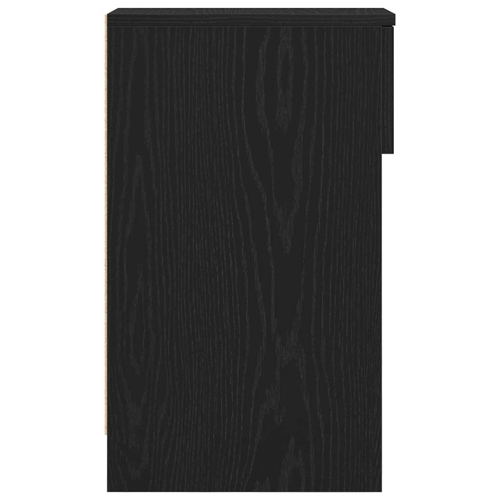 Bedside Cabinet with Drawer Black Oak 20x36x60 cm