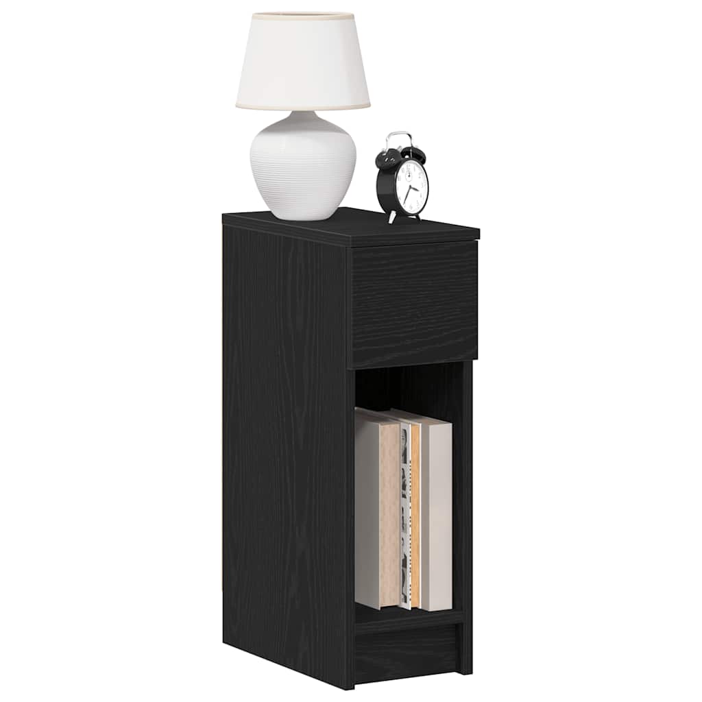 Bedside Cabinet with Drawer Black Oak 20x36x60 cm