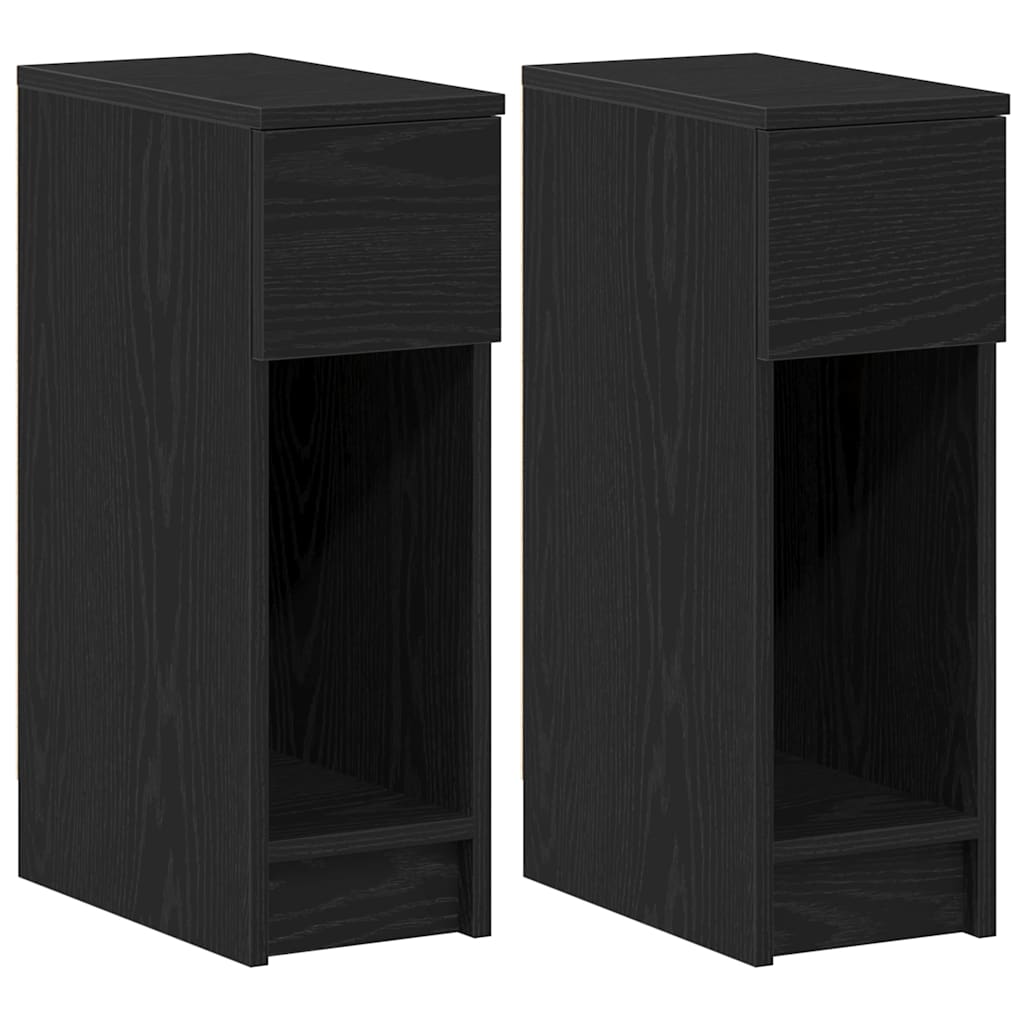 Bedside Cabinets with Drawer 2 pcs Black Oak 20x36x60 cm