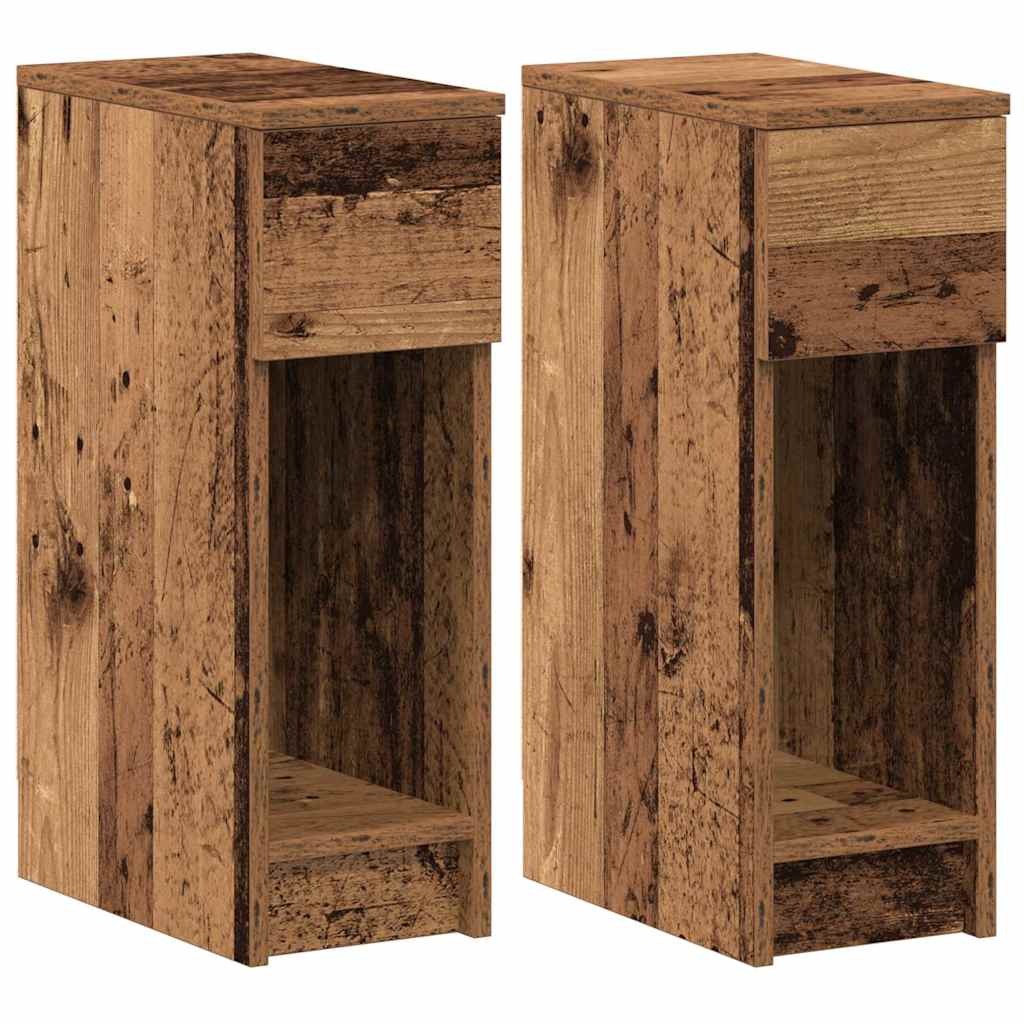 Bedside Cabinets with Drawer 2 pcs Old Wood 20x36x60 cm
