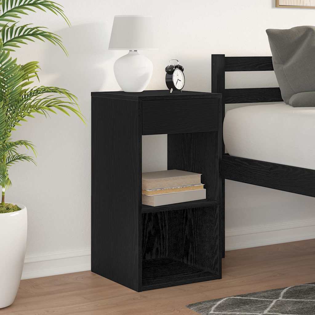 Bedside Cabinet with Drawer Black Oak 35x34x66.5 cm