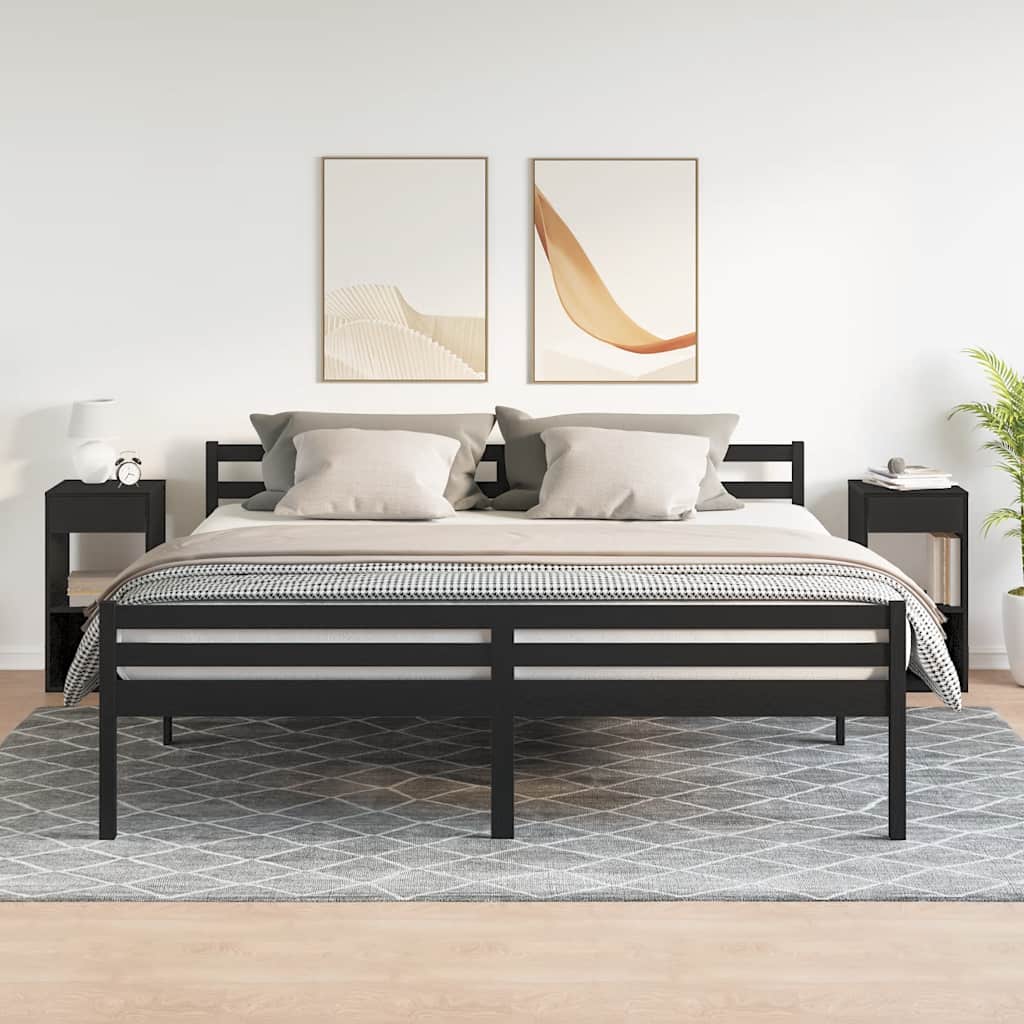 Bedside Cabinets with Drawer 2 pcs Black Oak 35x34x66.5 cm