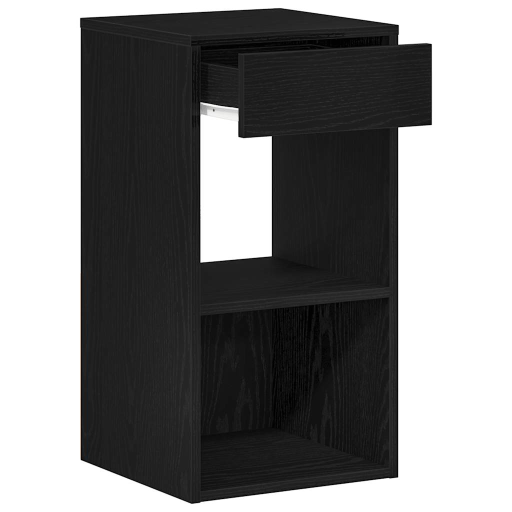 Bedside Cabinets with Drawer 2 pcs Black Oak 35x34x66.5 cm