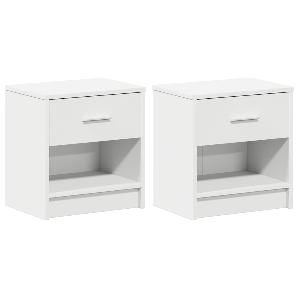 Bedside Cabinets 2 pcs with Drawer White 39x28x41 cm