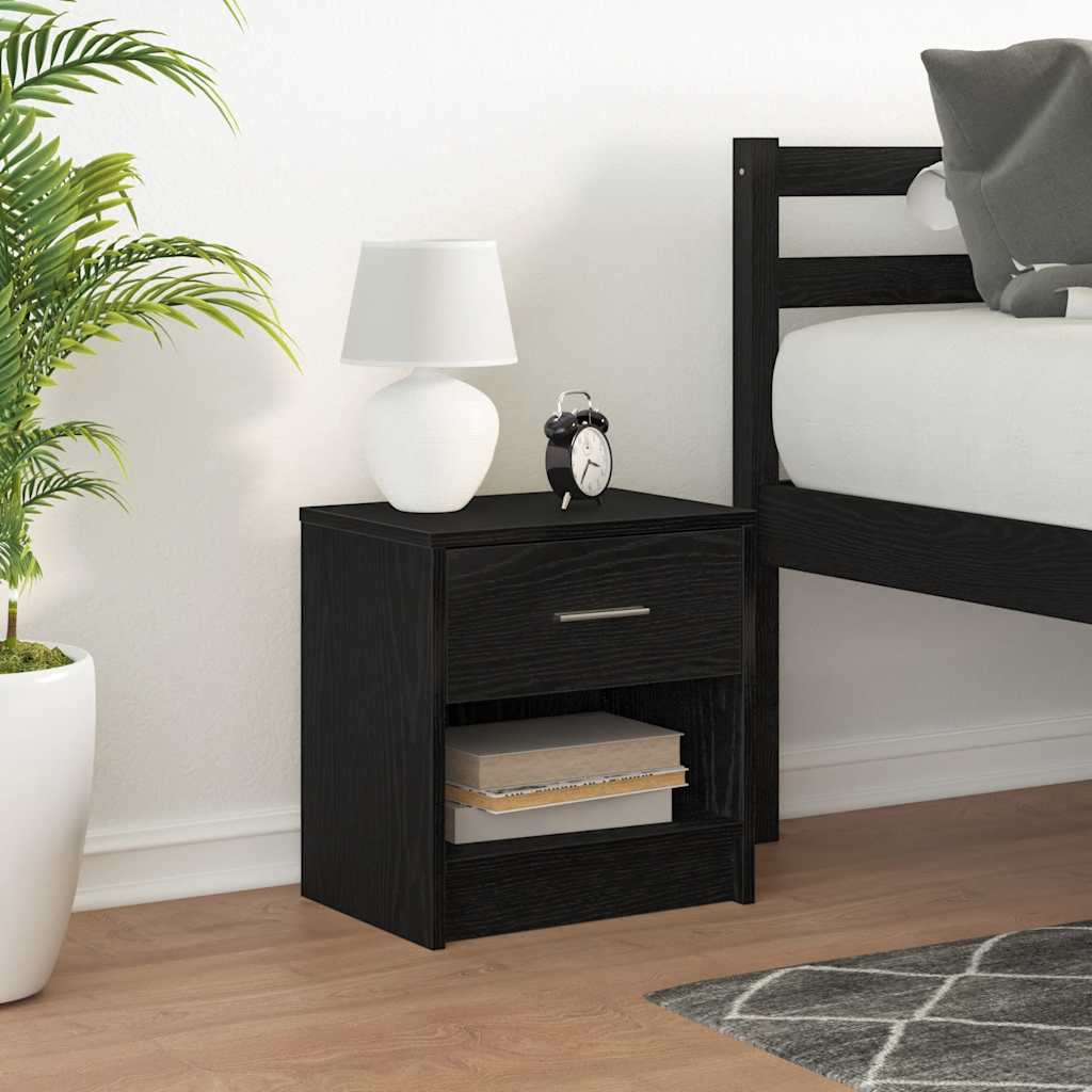 Bedside Cabinet with Drawer Black 39x28x41 cm