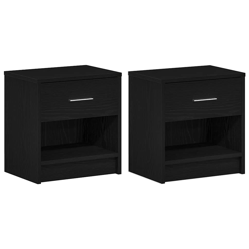 Bedside Cabinets 2 pcs with Drawer Black 39x28x41 cm