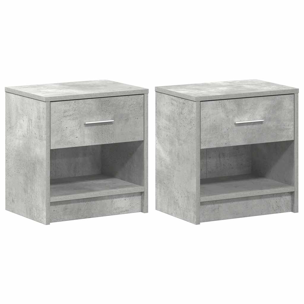 Bedside Cabinets 2 pcs with Drawer Concrete Grey 39x28x41 cm