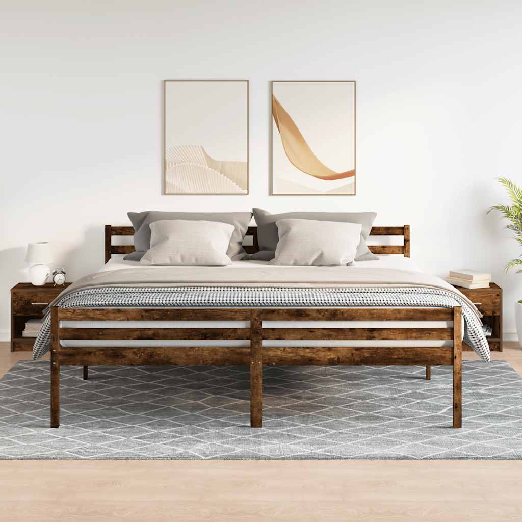 Bedside Cabinets 2 pcs with Drawer Smoked Oak 39x28x41 cm