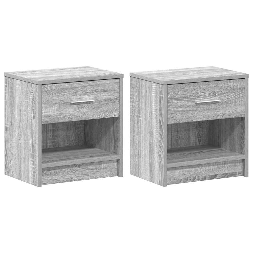 Bedside Cabinets 2 pcs with Drawer Grey Sonoma 39x28x41 cm