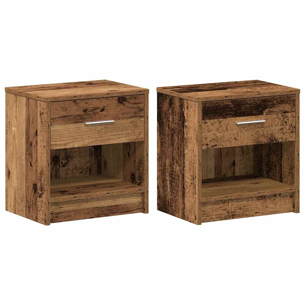 Bedside Cabinets 2 pcs with Drawer Old Wood 39x28x41 cm