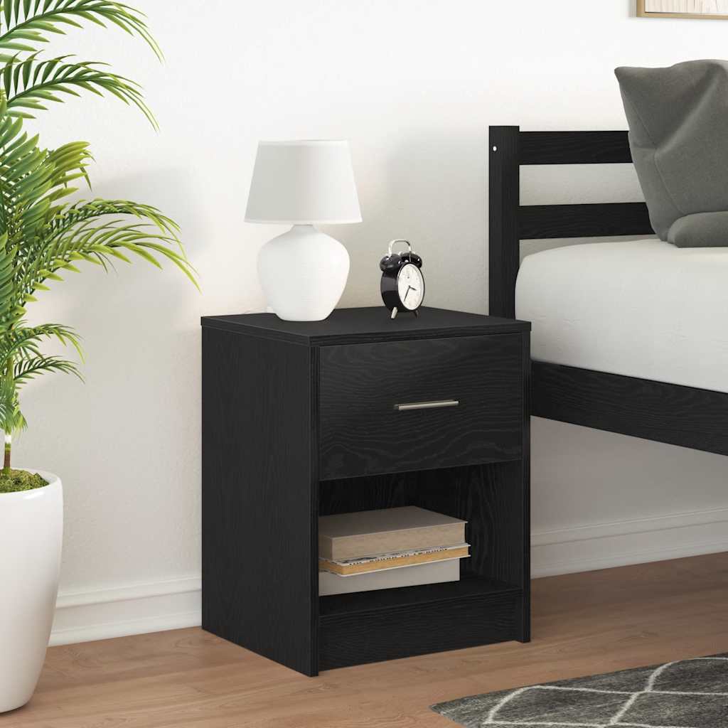 Bedside Cabinet with Drawer Black 40x34x50 cm
