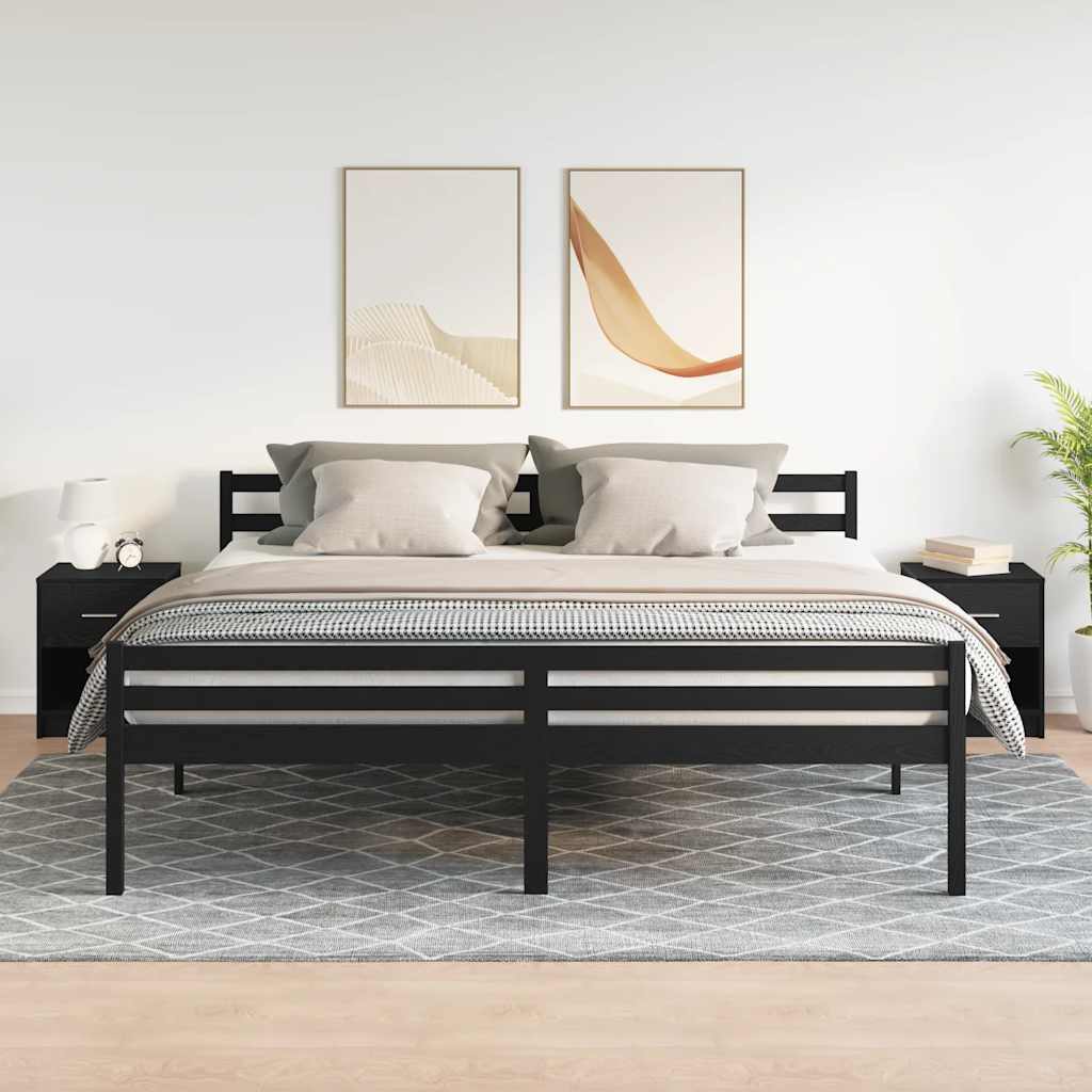 Bedside Cabinets 2 pcs with Drawer Black 40x34x50 cm