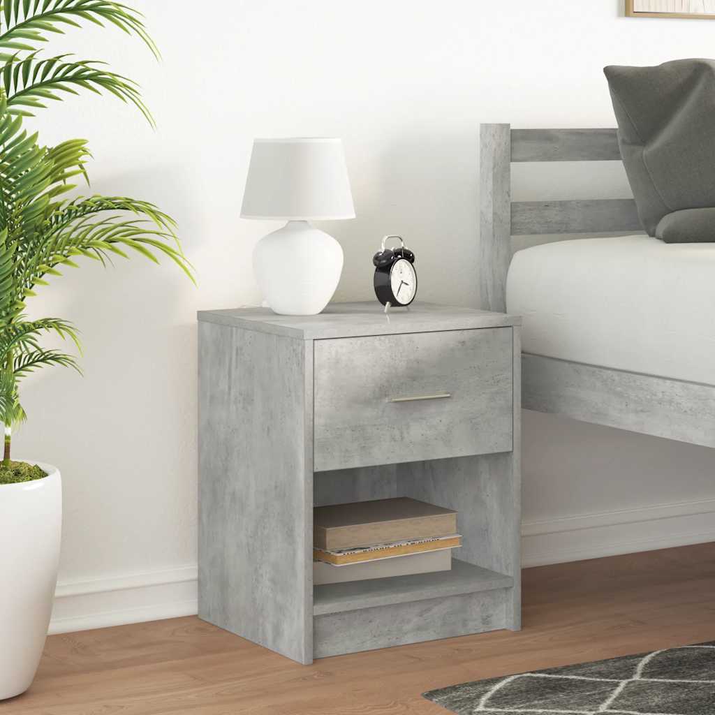 Bedside Cabinet with Drawer Concrete Grey 40x34x50 cm
