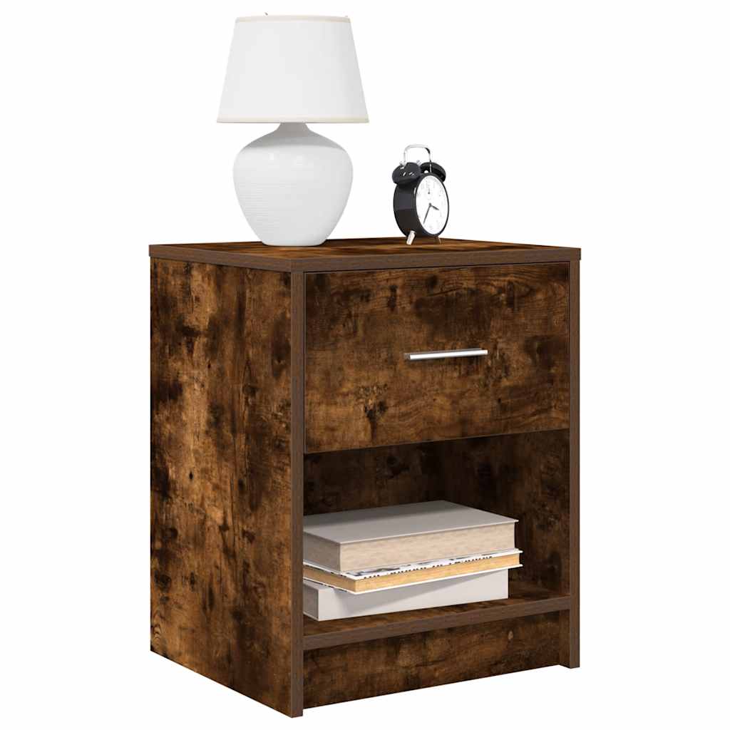 Bedside Cabinet with Drawer Smoked Oak 40x34x50 cm