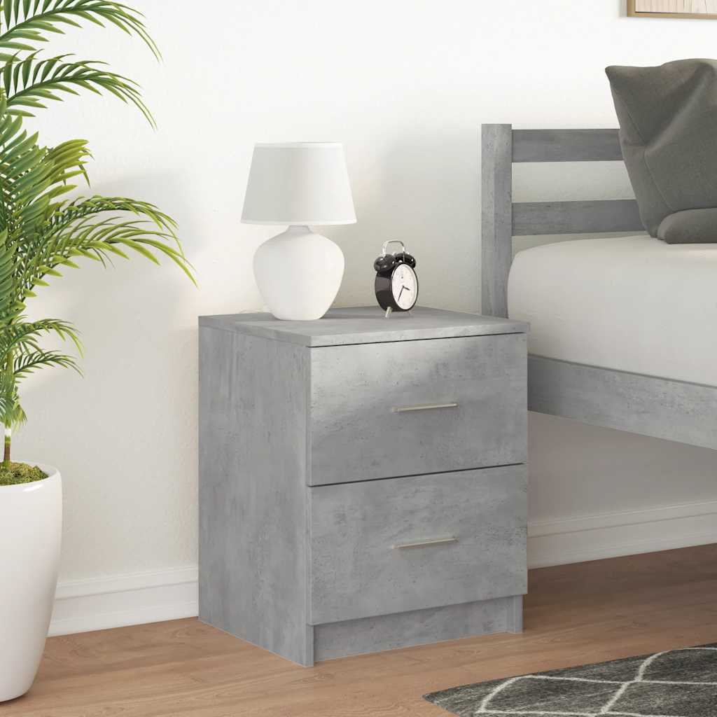 Bedside Cabinet with 2 Drawers Concrete Grey 40x36x50 cm