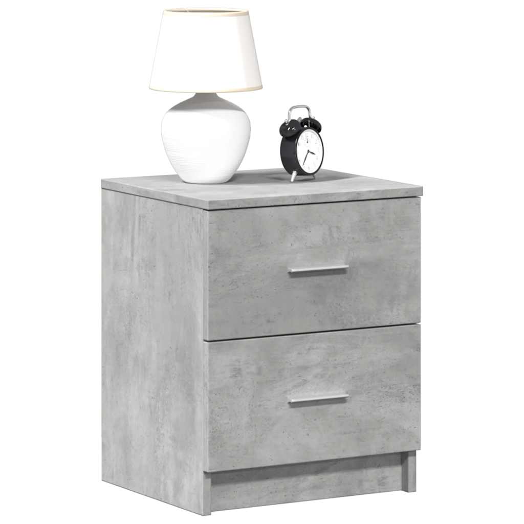 Bedside Cabinet with 2 Drawers Concrete Grey 40x36x50 cm