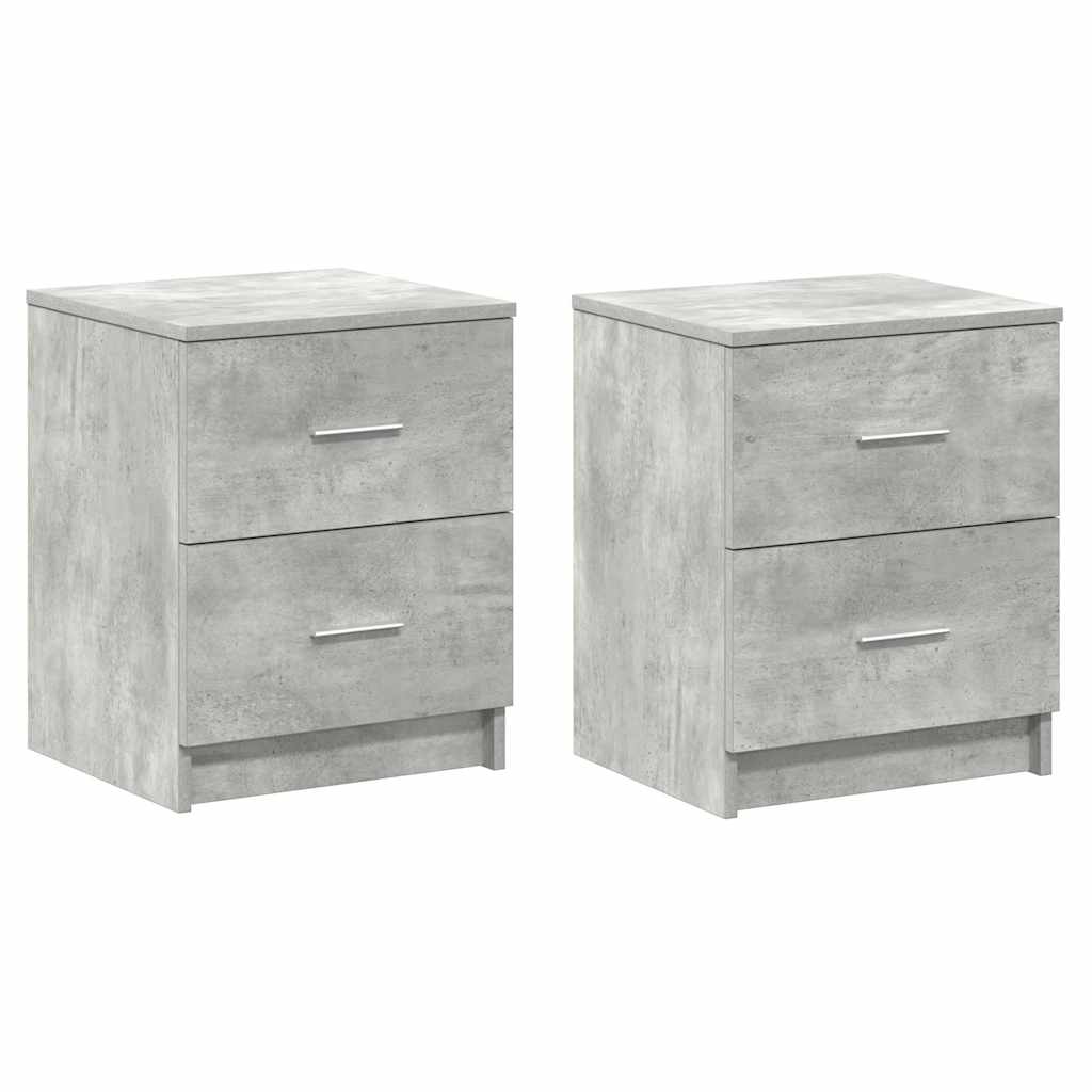 Bedside Cabinets 2 pcs with 2 Drawers Concrete Grey 40x36x50 cm