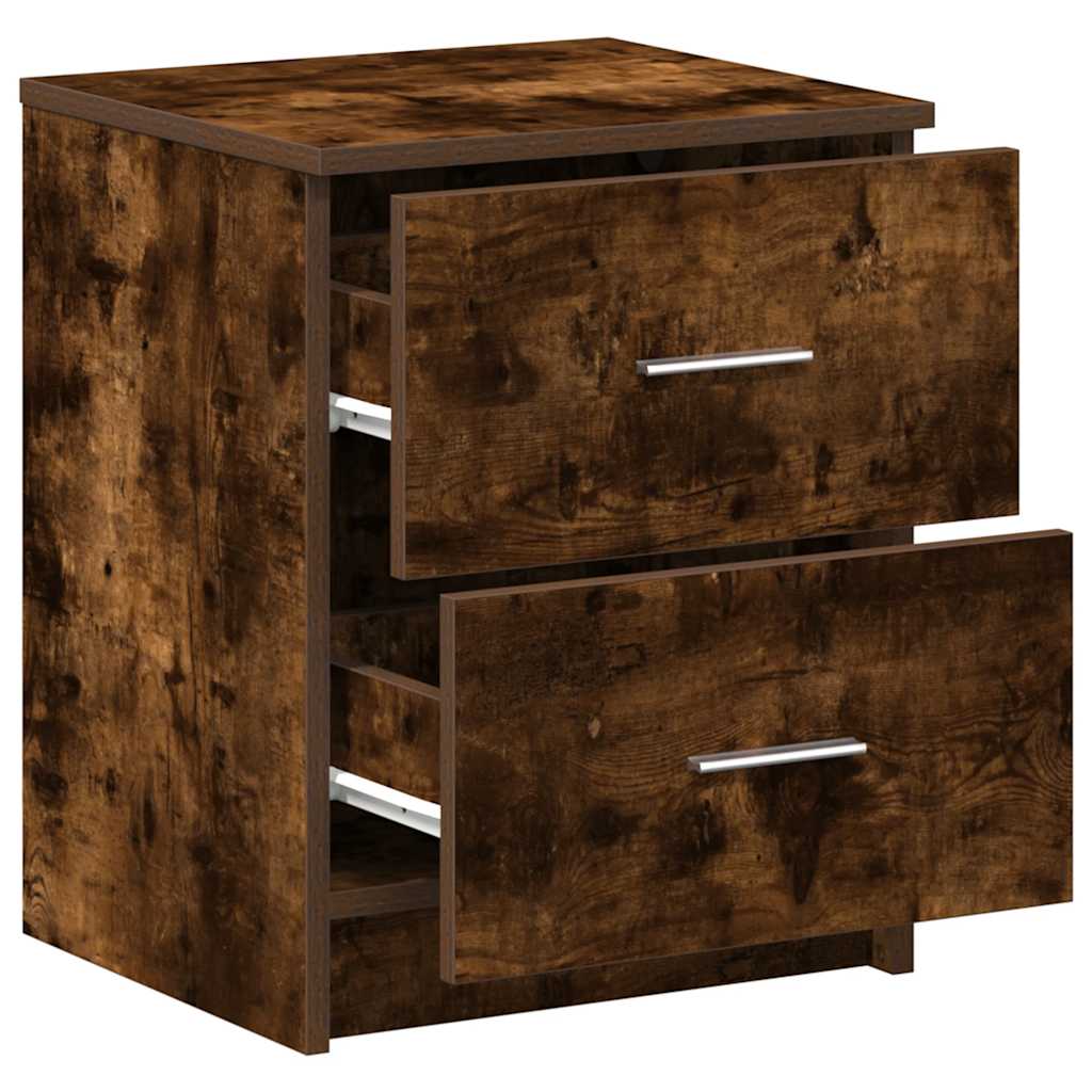 Bedside Cabinet with 2 Drawers Smoked Oak 40x36x50 cm