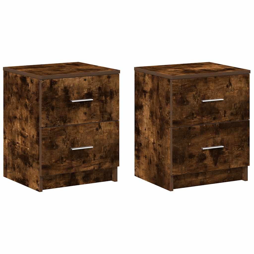 Bedside Cabinets 2 pcs with 2 Drawers Smoked Oak 40x36x50 cm