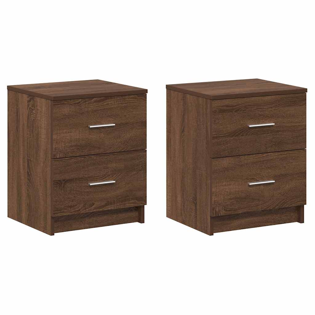 Bedside Cabinets 2 pcs with 2 Drawers Brown Oak 40x36x50 cm