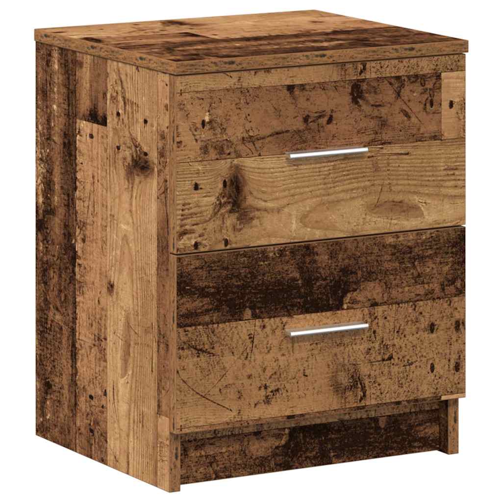 Bedside Cabinet with 2 Drawers Old Wood 40x36x50 cm