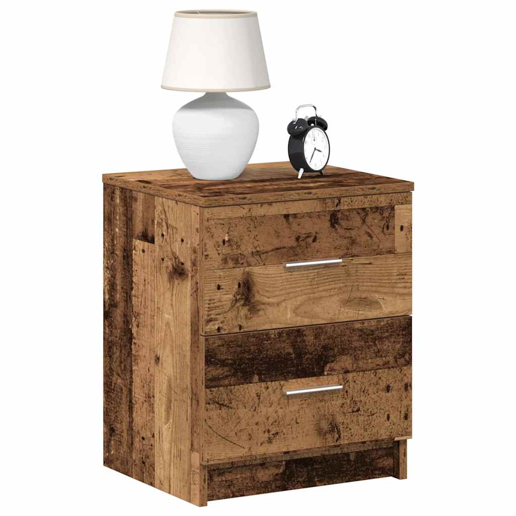 Bedside Cabinet with 2 Drawers Old Wood 40x36x50 cm