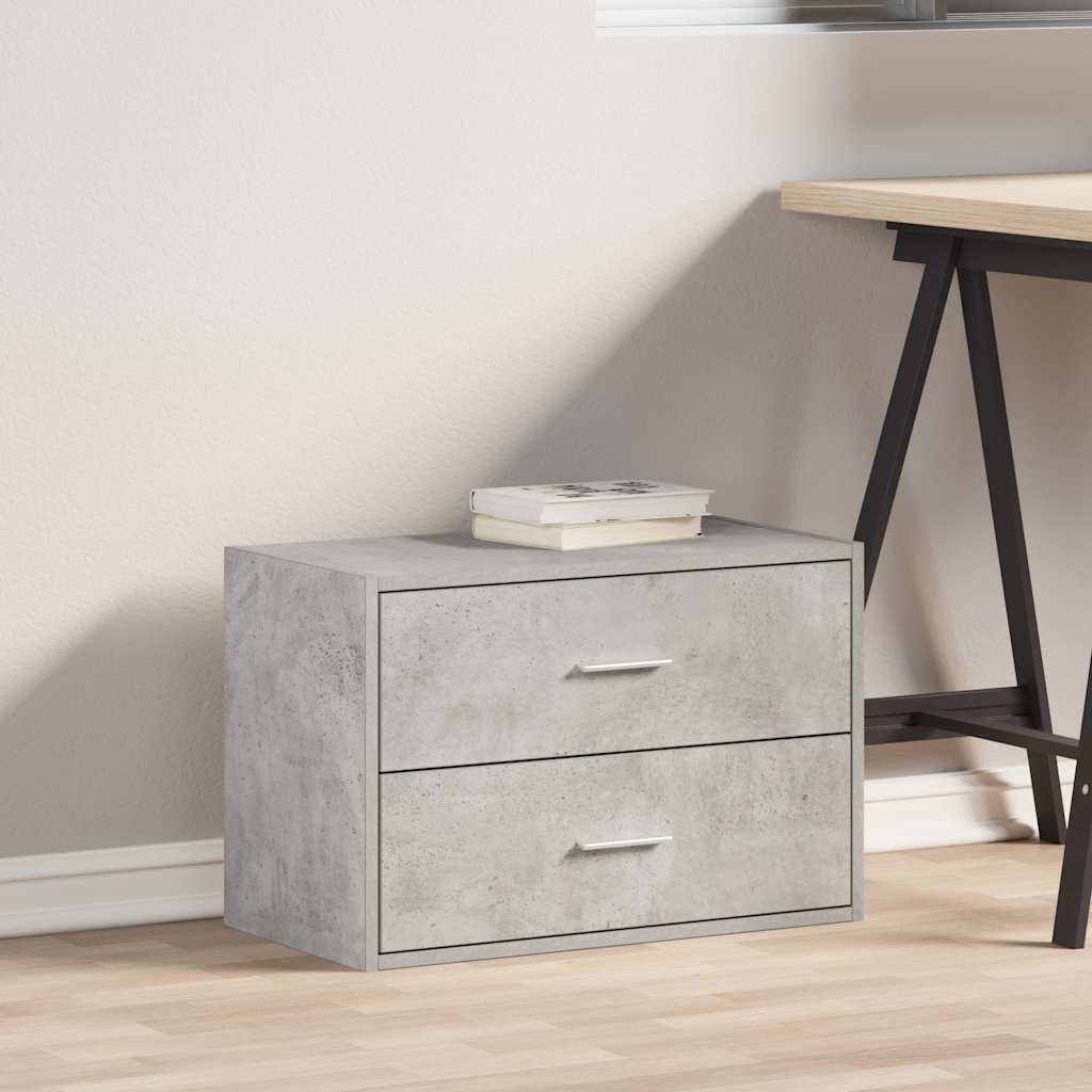 Cabinet with 2 Drawers Concrete Grey 60x31x40 cm Engineered Wood