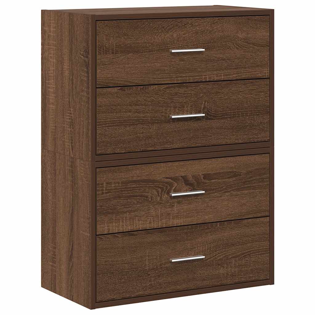Cabinets with 2 Drawers 2 pcs Brown Oak 60x31x40 cm Engineered Wood
