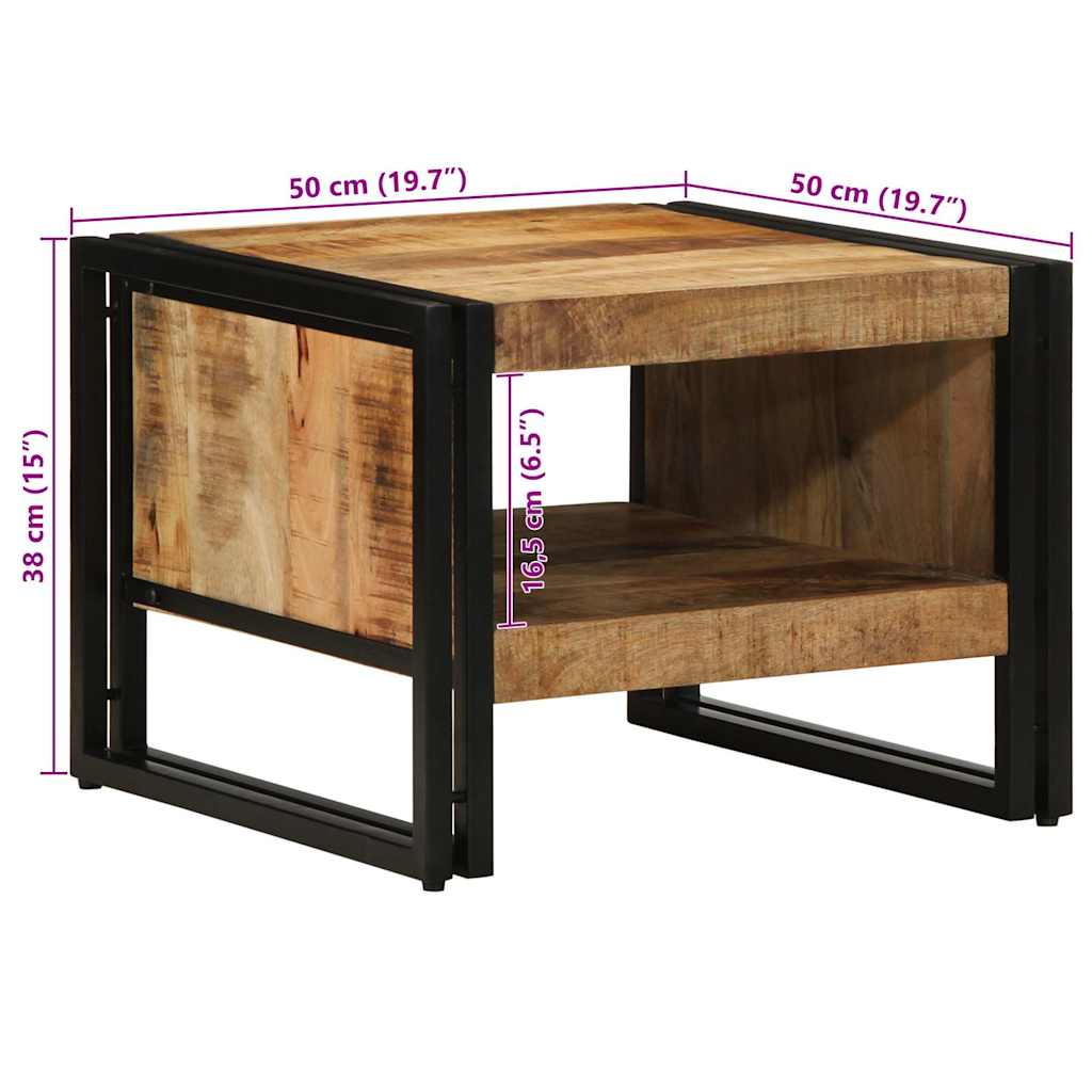 Coffee Table 50x50x38 cm Solid Rough Wood Mango