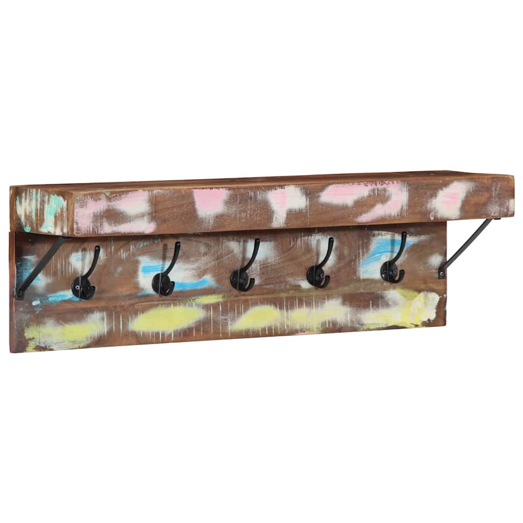 Coat Rack with Shelf Brown 73 x 19 x 23 cm Solid Reclaim wood