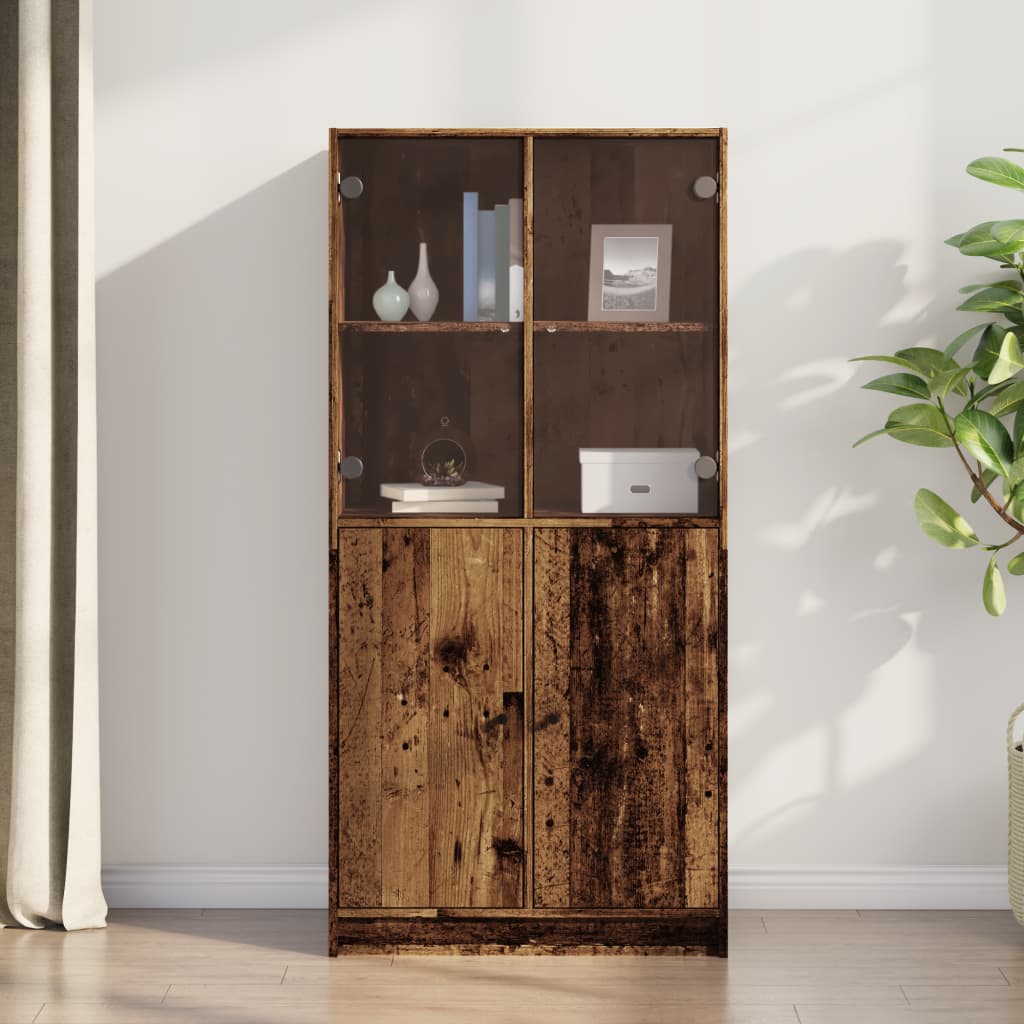 Highboard with Doors Old Wood 68x37x142 cm Engineered Wood