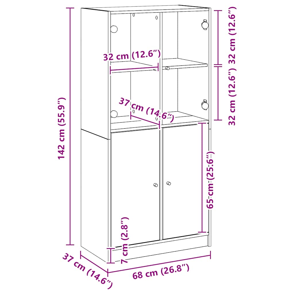 Highboard with Doors Artisian Oak 68x37x142 cm Engineered Wood