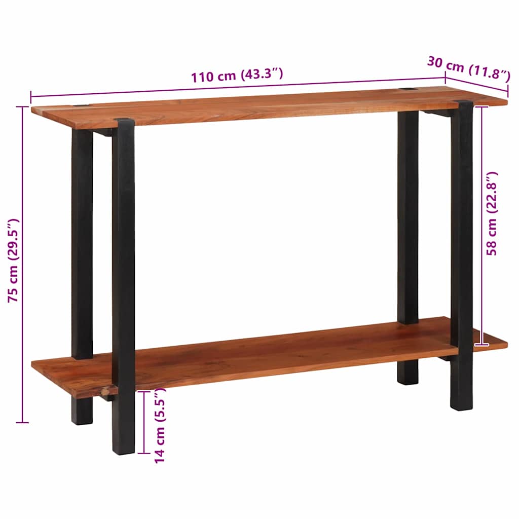 Console Table Brown 110 x 30 x 75 cm Solid acacia wood