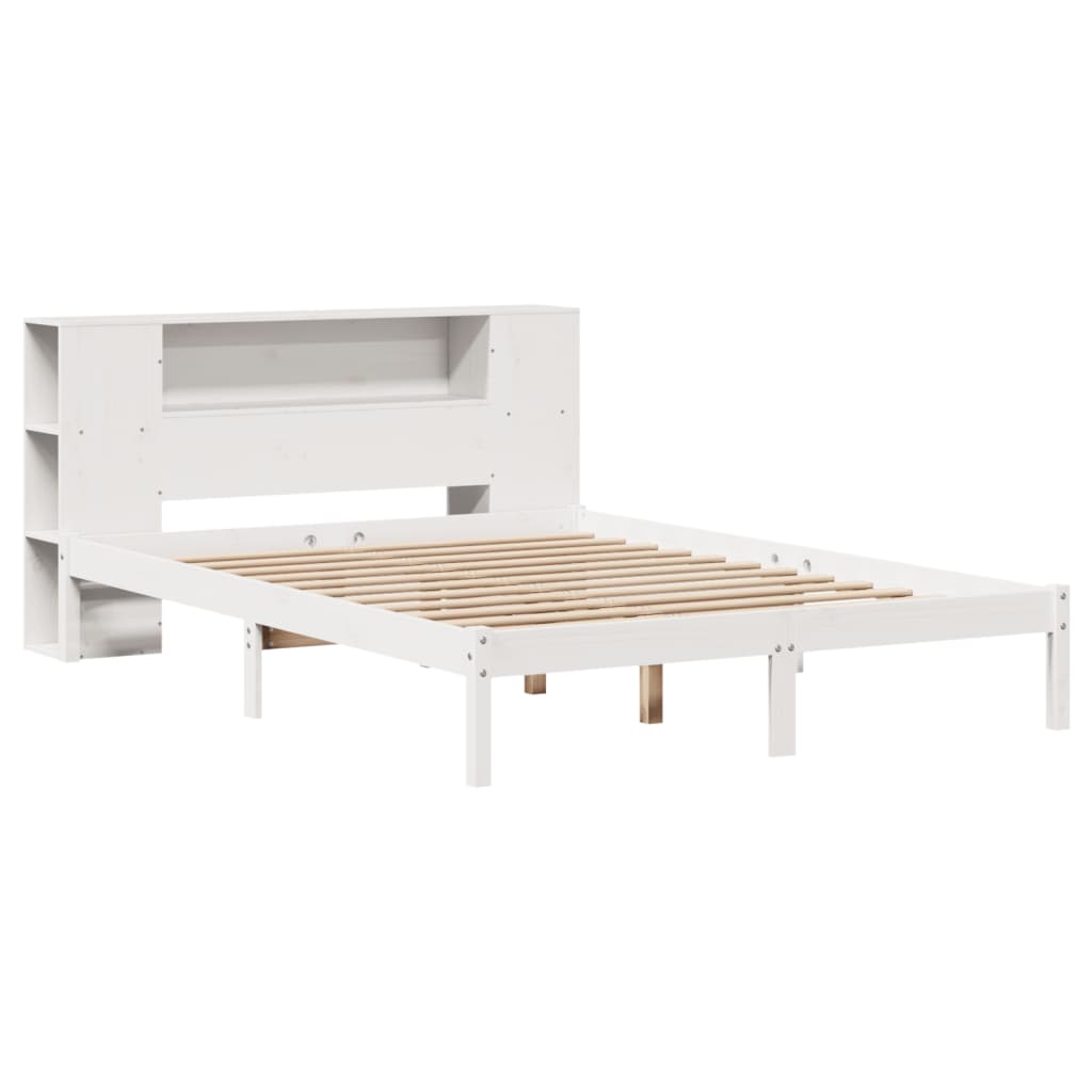 Bookcase Bed without Mattress White 120x190 cm Small Double Solid Wood Pine
