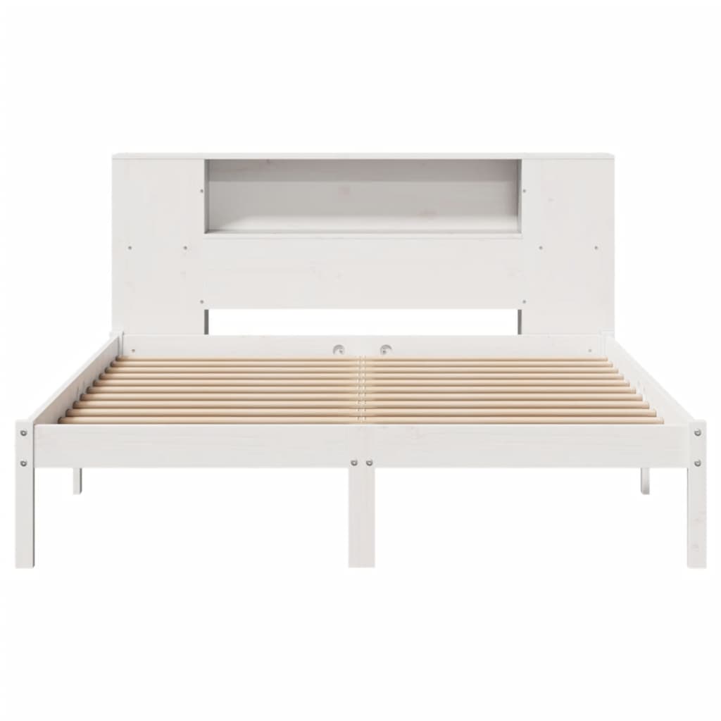 Bookcase Bed without Mattress White 120x190 cm Small Double Solid Wood Pine