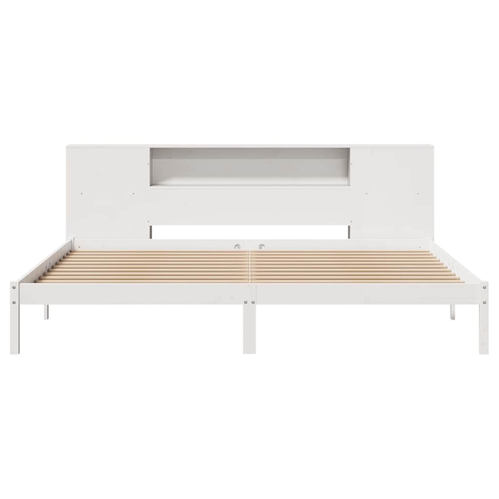 Bookcase Bed without Mattress White 200x200 cm Solid Wood Pine