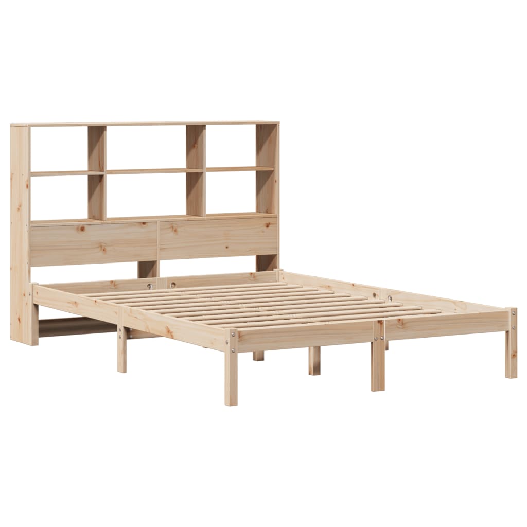 Bookcase Bed without Mattress 140x190 cm Solid Wood Pine