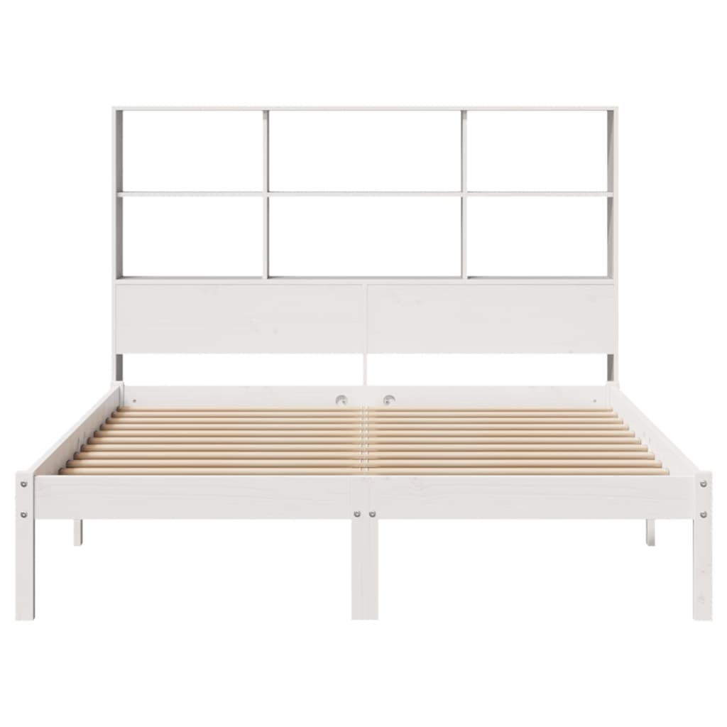 Bookcase Bed without Mattress White 160x200 cm Solid Wood Pine
