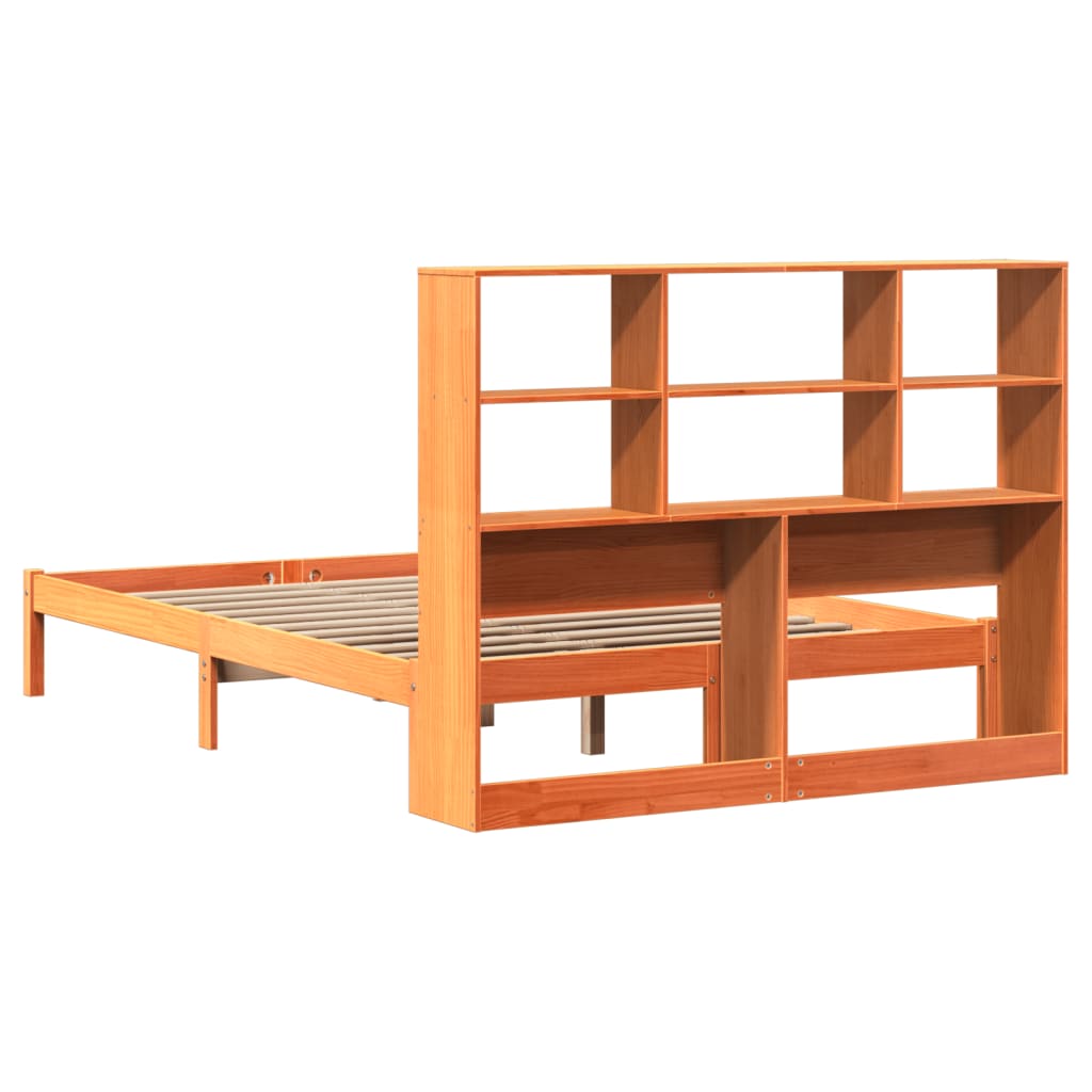 Bookcase Bed without Mattress Wax Brown 140x200 cm Solid Wood Pine