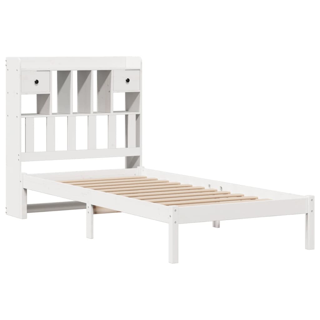 Bookcase Bed without Mattress White 90x190 cm Single Solid Wood Pine