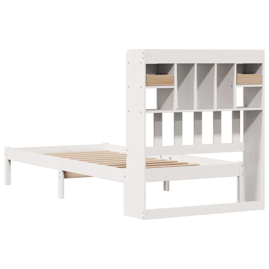 Bookcase Bed without Mattress White 90x190 cm Single Solid Wood Pine