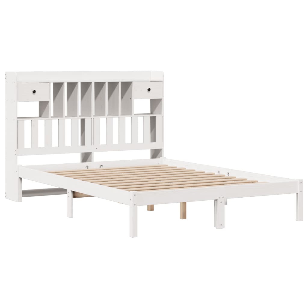Bookcase Bed without Mattress White 140x200 cm Solid Wood Pine