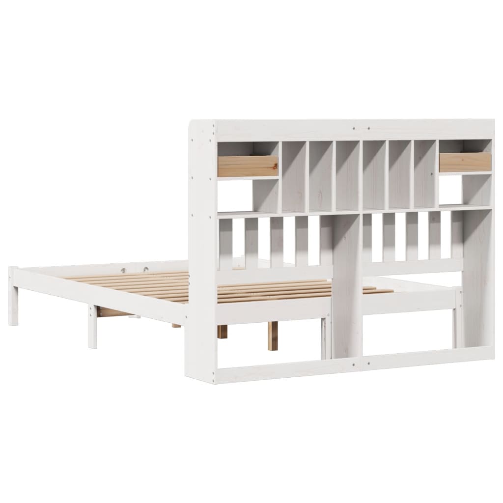 Bookcase Bed without Mattress White 140x200 cm Solid Wood Pine