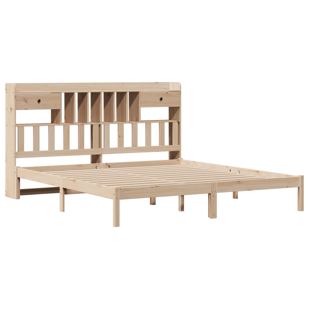 Bookcase Bed without Mattress 180x200 cm Super King Solid Wood Pine